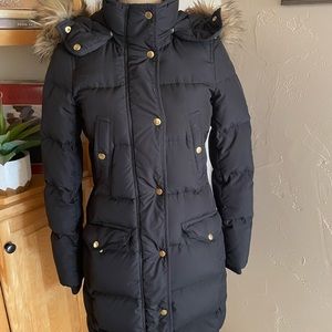 J Crew Winters’s Long Hooded Down Puffer Jacket XS